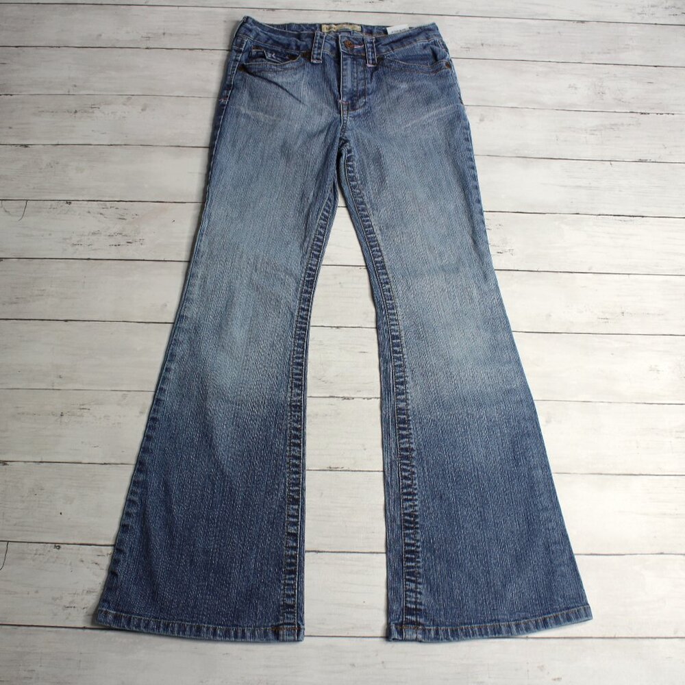 Vintage l.e.i. Denim Jeans Girl's Size 10 Embroidered Floral Flare